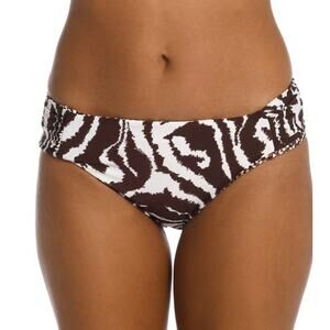 La Blanca Reversible Fierce Lines Crossover High Waist Bikini Bottom 14 NWOT